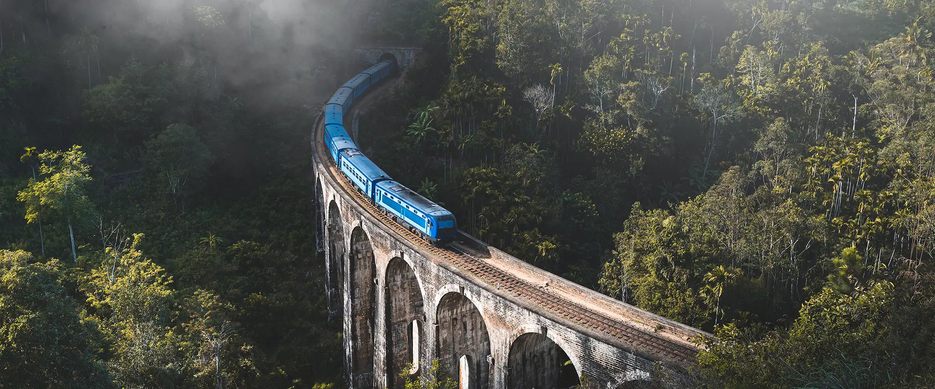 Ella Day Trip from Galle Nine Arch Bridge view with blue train