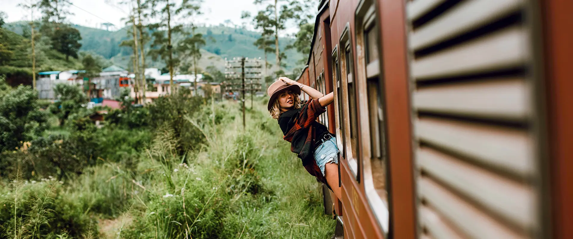 Scenic up country train ride on the Demodara Loop near Ella